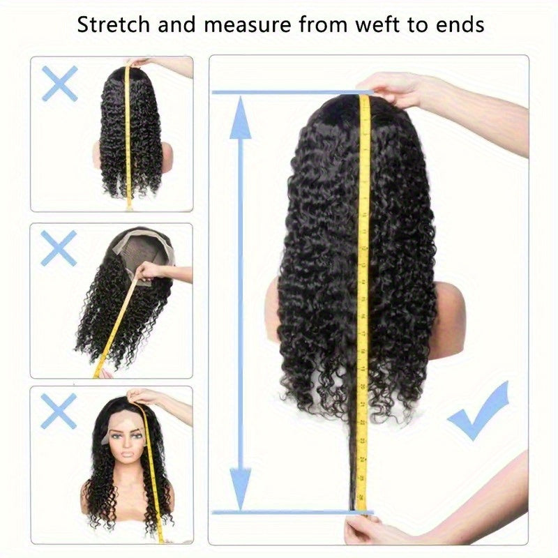 13x6 HD Clear Lace Curly Wavy Wig 100% Un-acid Washed Human Hair 200% Density Pre-plucked Baby Hair & Bleached Knots Glue-Free Wig 3-Second Application for All Light Beige Tones Natural Look Party & Daily Wear, Hair Wig